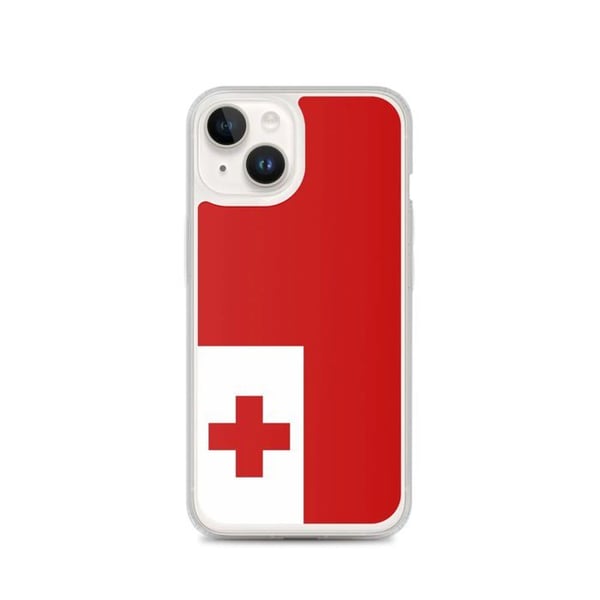 Mobilskal – Tonga Flagga – Kompatibel med iPhone 14 – Mjukt Fodral – Slitstarkt och Stötsäkert - Silikon - Pixelforma