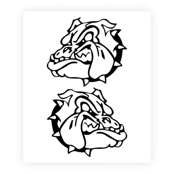 Klistermärke - Bulldog - Svart - 13.5 x 16 cm - Försedd med förskärning - Väderbeständig