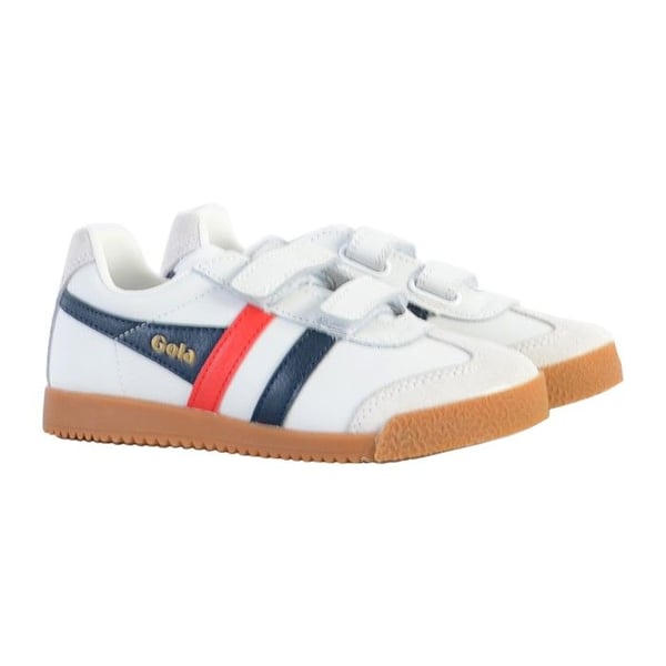 Gola Classics Harrier Läderremsskor - Vit/marinblå/röd