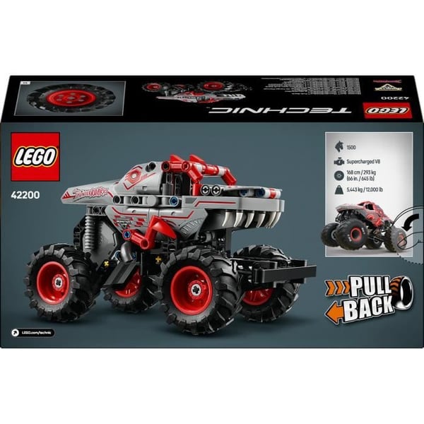 LEGO Technic 42200 Monster Jam ThunderROARus pull-back – Dinosaur lastbil fra 7 år gammel