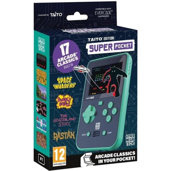 Retrogaming-konsol - BARA FÖR SPEL - Taito Super Pocket - 18 integrerade klassiska spel - Evercade-kompatibel: Mer än 350 spel Retrogaming-konsol - BARA FÖR SPEL - Taito Super Pocket - 18 integrerade klassiska spel - Evercade-kompatibel: Mer än 350 spel