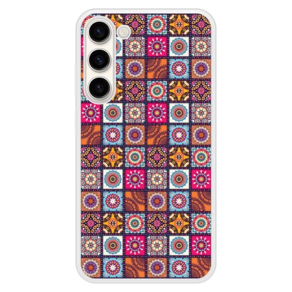 Coque i förstärkt silikon med tryck kompatibel med Samsung Galaxy S23 Plus Patchwork Mandala