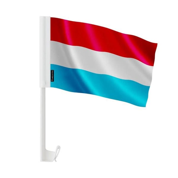 Bilflagga Luxemburg – 14 x 21 cm – Polyesterstoff – Fäste på fönster – 10 stycken – Pixelforma