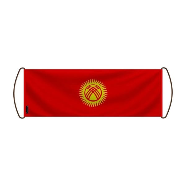 Scrollbanner – Kirgizistans flagga – 17 x 50 cm – Polyester – Handflagga – Pixelforma
