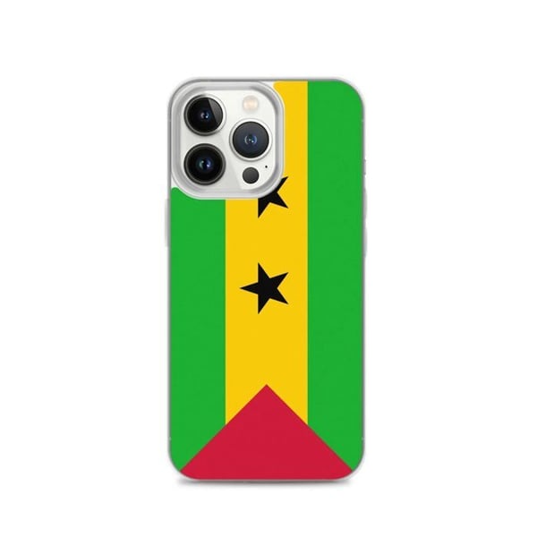 Telefonskal – Flagga för São Tomé och Príncipe – Kompatibel med iPhone 13 Pro – Mjuk fodral – Slitstark och stötresistent – Pixelforma