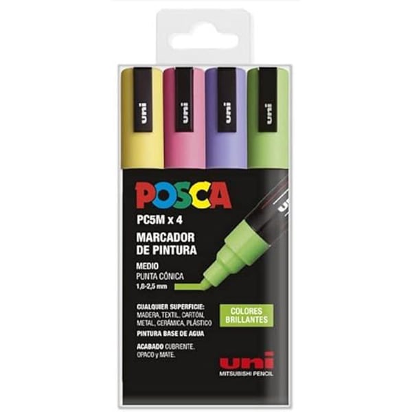 Marker - CRAFTELIER - Pack of 4 PC5M - Indelible - Lemon color - Medium conical tip
