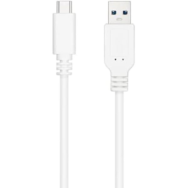 NANOCABLE 10.01.4001-W - USB 3.1-kabel, Gen2 10 Gbps 3A, USB-C hane till USB-A hane, Vit, 1 m