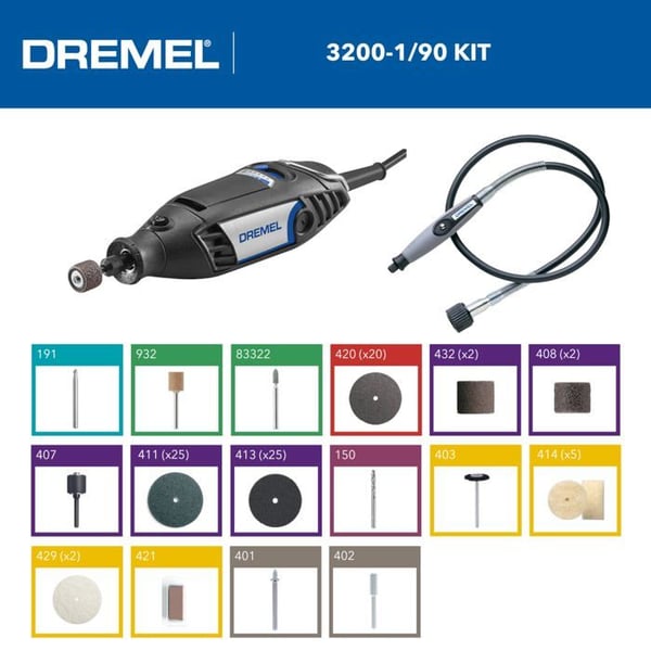 Rotationsverktyg - DREMEL - 3200 - 130W - Variabel Hastighet 10.000-35.000 - 90 Tillbehör Ingår