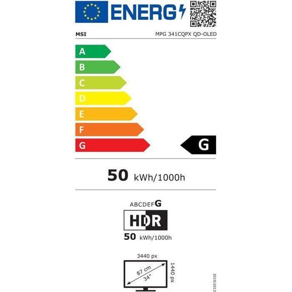 Spel-PC-skärm - MSI - 34" - UWQHD - 240Hz - QD-OLED-panel - 0,03ms - Höj- och sänkbar - MPG 341CQPX QD-OLED