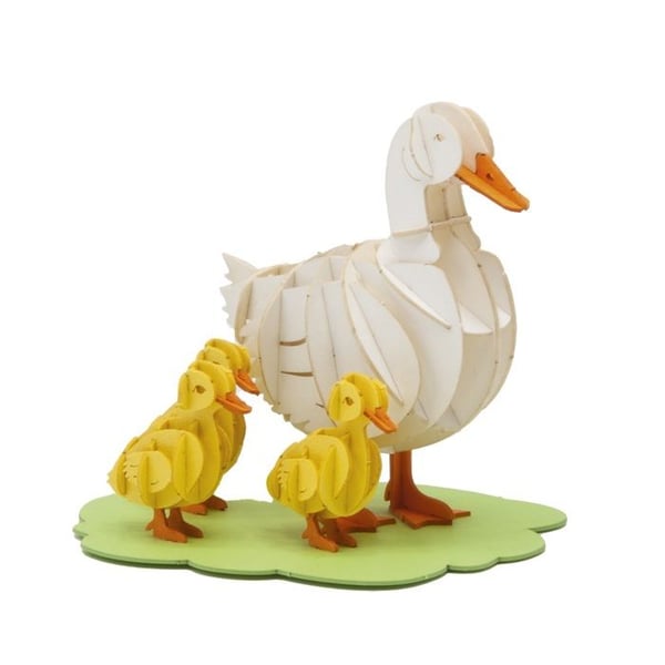 3D-pappermodell - FRIDOLIN - Gåsfamilj - 10×8×7 cm - Laserskärning - Från 8 år