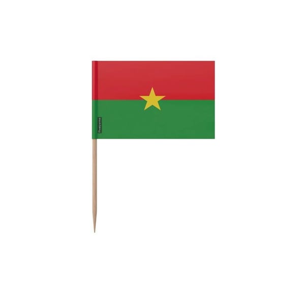 Tandpetare Burkina Faso-flagga - 8 cm - 100 stycken - Självhäftande plast - Bambusticka - Pixelforma