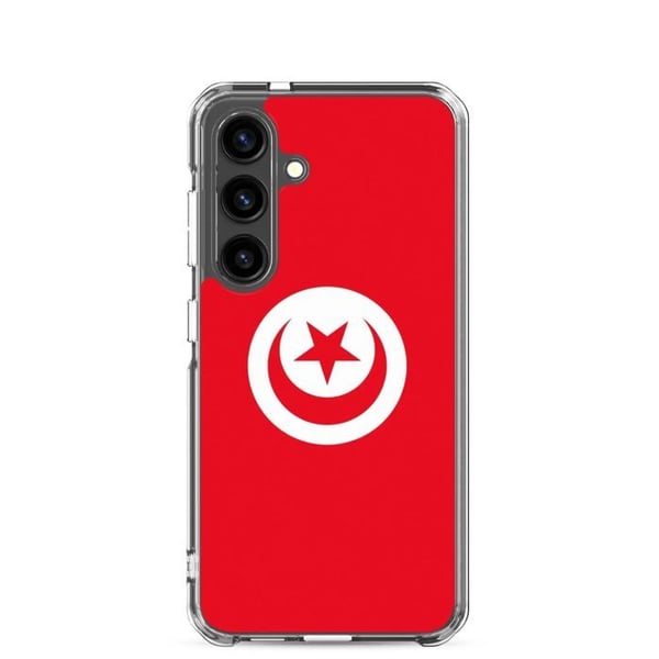 Telefonfodral – Tunisien flagga – Kompatibel med Samsung Galaxy S24 Plus – Mjuk skal – Slitstark och stötbeständig – Pixelforma