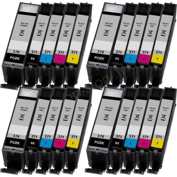 Pack med 20 Patroner - CANON - 570/571 XL - Färgglada - Bläckstråleskrivare - Kompatibel