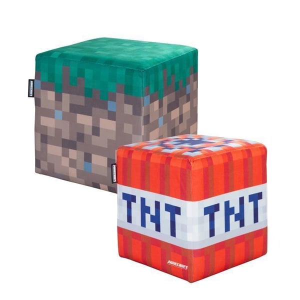Set med 2 Velourpuffar - ROBA - Minecraft – Gräsblock och TNT-kub