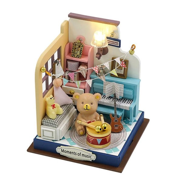 Miniatyr Musikrum DIY att Bygga med LED-ljus och Flerfärgade Tillbehör