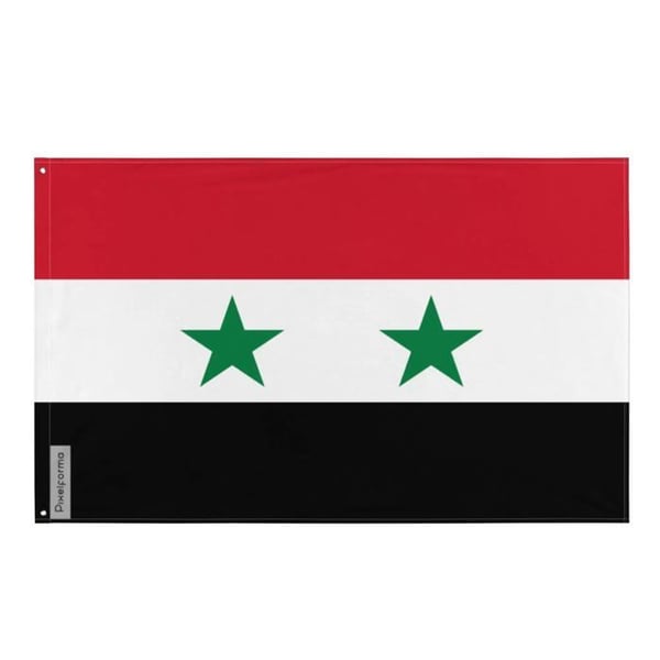 Syriska flaggan – 120 x 180 cm – Hållbar polyester – 2 metalöljetter – Inomhus / Utomhus – Pixelforma