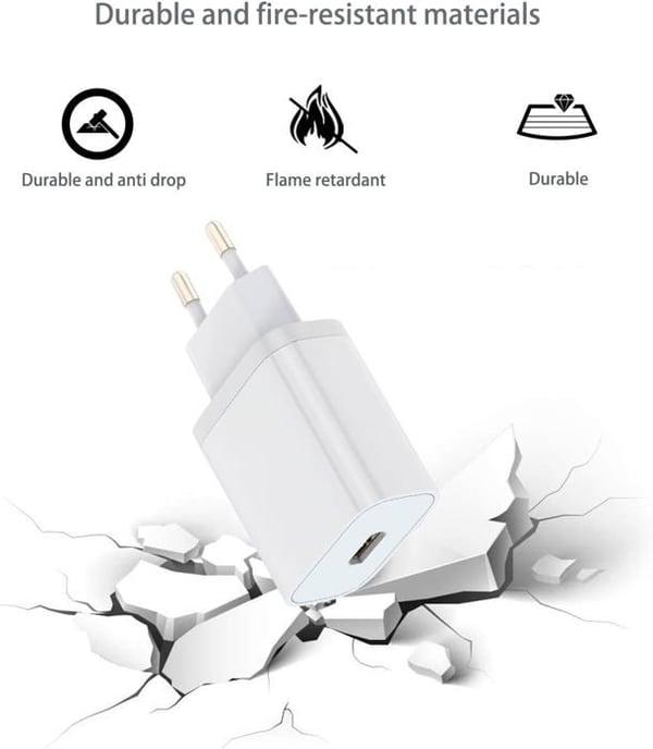 Lader - SQUARE DIFFUSION - 20W - Hurtig opladning - USB C - Kabel 1,5M