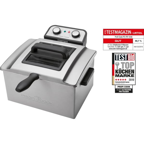 Kaksinkertainen rasvakeitin - PROFICOOK - PC-FR 1038 - 3000 W - 5 L - hopea