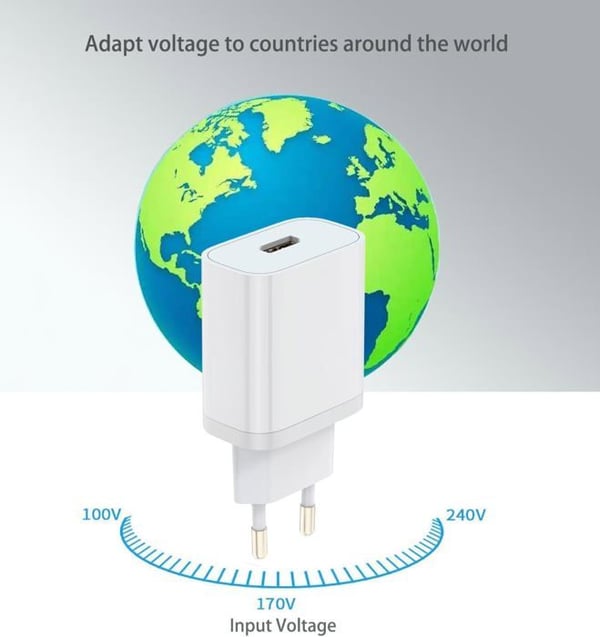 Lader - SQUARE DIFFUSION - 20W - Hurtig opladning - USB C - Kabel 1,5M