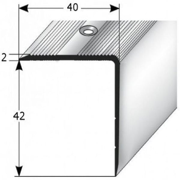 PROVISTON aluminium anodiserad trapplist l 40 mm H 42 mm L 2700 mm borrad trapplist kombinerad