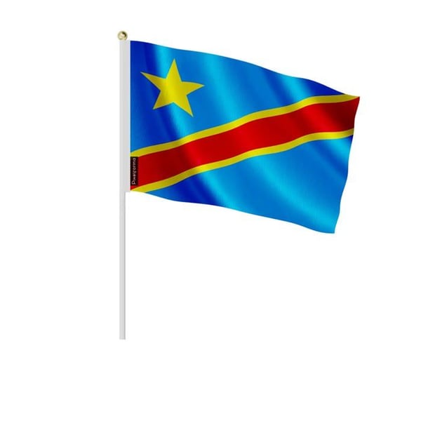 Set med Mini-Flaggor – Demokratiska republiken Kongo – 14 x 21 cm – Att Hålla i Handen – Polyester - 50 stycken – Pixelforma
