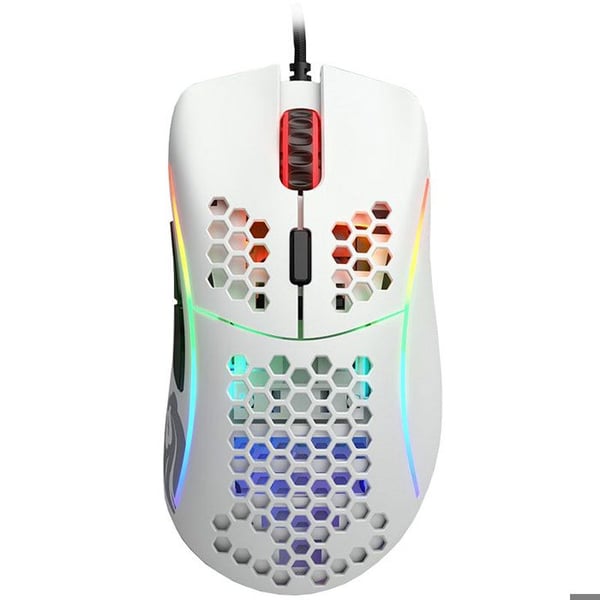 Gamingmus - Glorious - Modell D - Trådad - 12000 dpi - 6 knappar - Matt vit