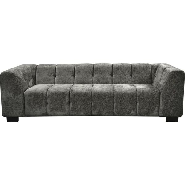 3-sits rak soffa i sammet - Grå - Chenilletyg - 231x90x68 cm