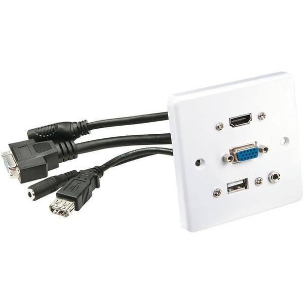 Plattformsmulti AV - LINDY - Vit - HDMI, USB Typ A, VGA - Mini-stereo 3,5 mm - Väggmontering