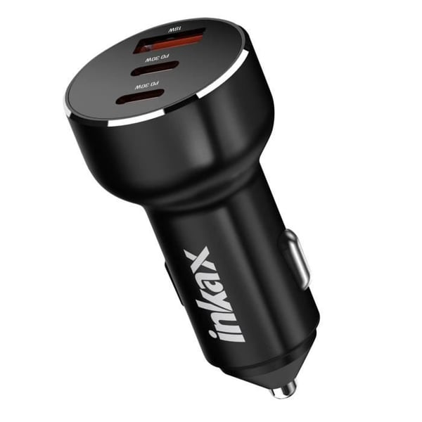 Laddare Cigarette 78W Dubbel USB-C + Snabbladdning USB Kompakt Inkax Svart