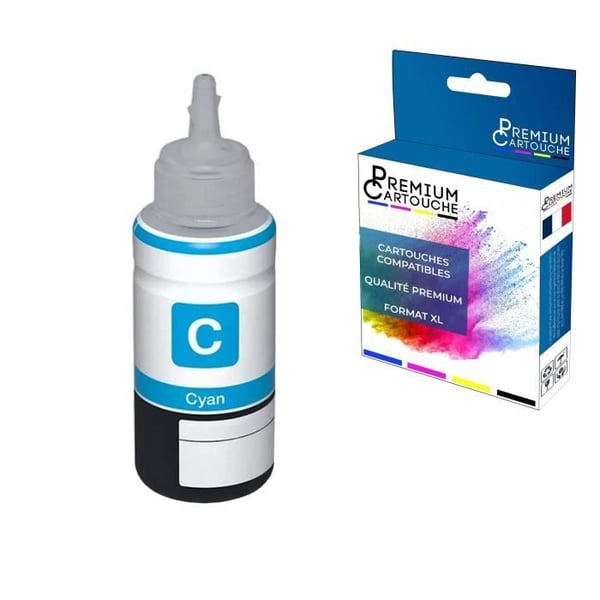 PREMIUM CARTOUCHE - 1 Flaska kompatibel bläck 102 Cyan 70 ml för EPSON EcoTank ET-15000 EcoTank ET-2700 EcoTank ET-2750 EcoTank