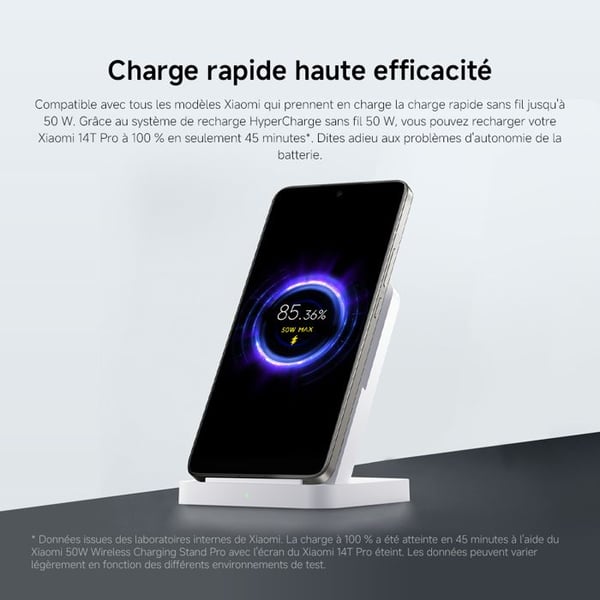 Trådlösa laddare - XIAOMI - Mi Wireless Charging Stand Pro - 50W - Bärbar - Vit