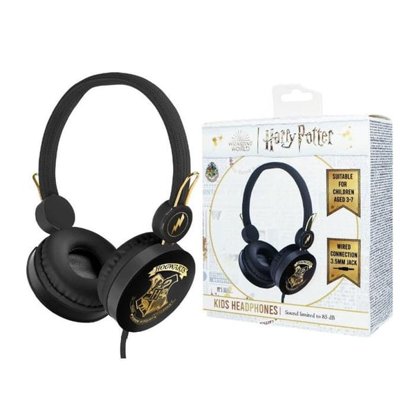 Hörlurar - OTL Technologies - HP1130 - Hogwarts - Begränsning 85dB - 3-7 år - Svart och guld