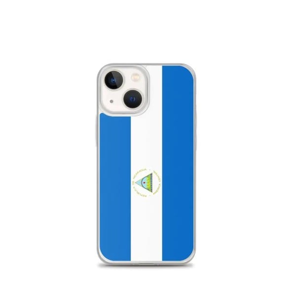 Mobilskal – Nicaragua-flagg – Kompatibel med iPhone 13 mini – Mjuk etui – Slitstark och stöttålig - Silikon - Pixelforma