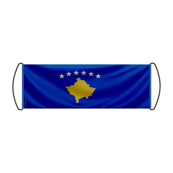 Scrollbanner – Kosovos flagga – 24 x 70 cm – Polyester – Handflagga – Pixelforma