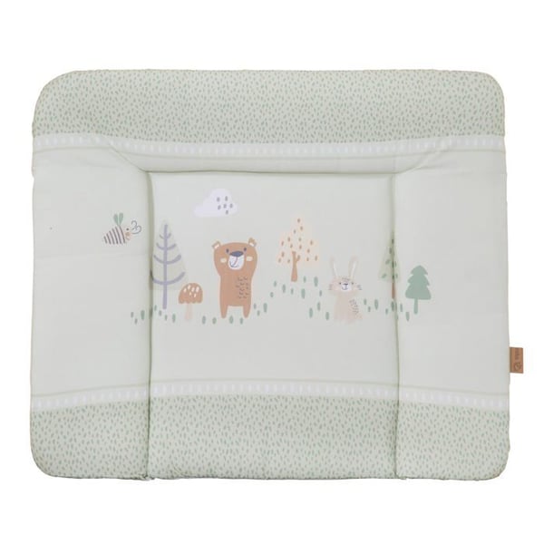 Skötmatta med Höjda Kanter ROBA - Woodland Buddies - 85x75 cm - PU-belagd - Pastellgrön - Djurmönster