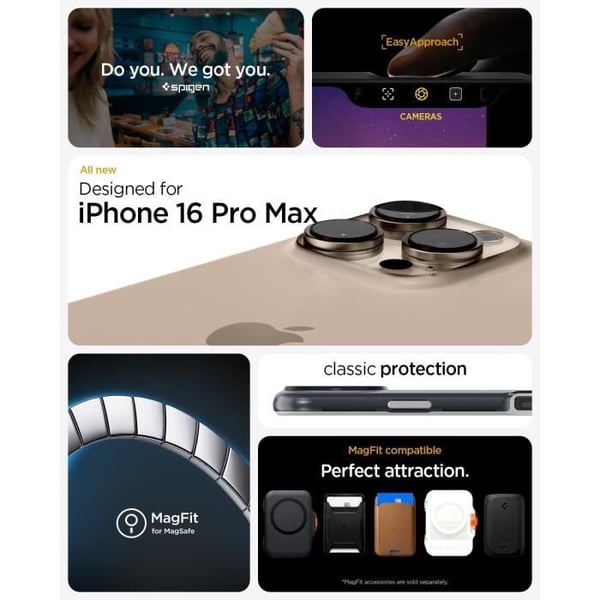 Cover til iPhone 16 Pro Max - Spigen - Classic C1 MagFit - Grafit - Premium beskyttelse - Kompatibel med MagSafe