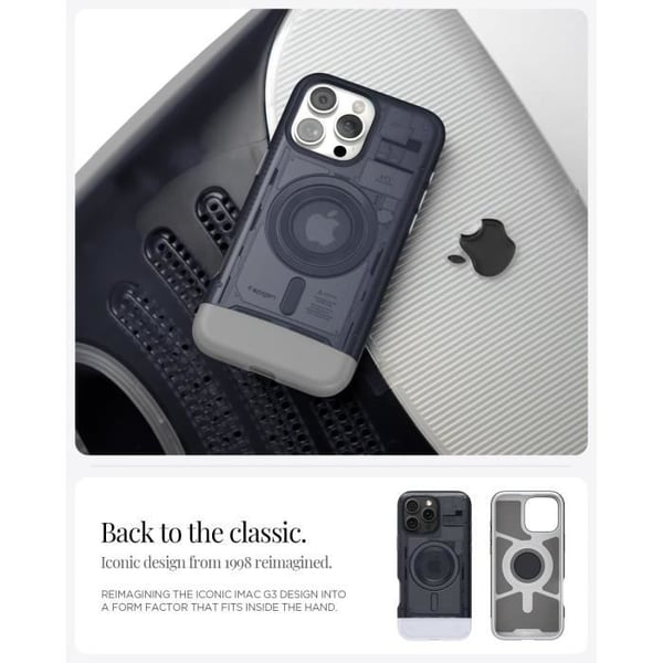 Cover til iPhone 16 Pro Max - Spigen - Classic C1 MagFit - Grafit - Premium beskyttelse - Kompatibel med MagSafe