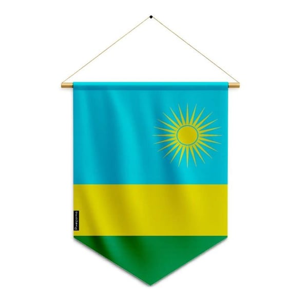 Fan_flagga – Rwandas flagga – 30 x 45 cm – Polyester – Att hänga – Pixelforma