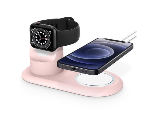Laddningsställ för Apple Watch och iPhone 2 i 1 MagSafe i TPU Rosa
