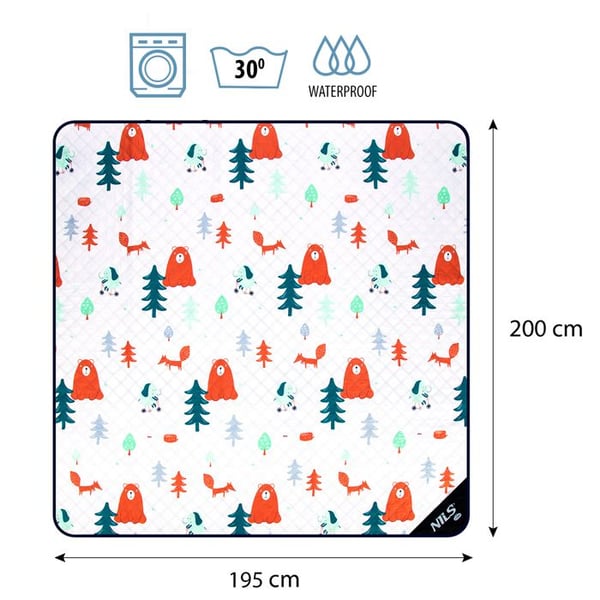 Vandtæt picnic tæppe - NILS - 195x200 cm - Vandtæt - Polyester og Oxford - Termisk isolering