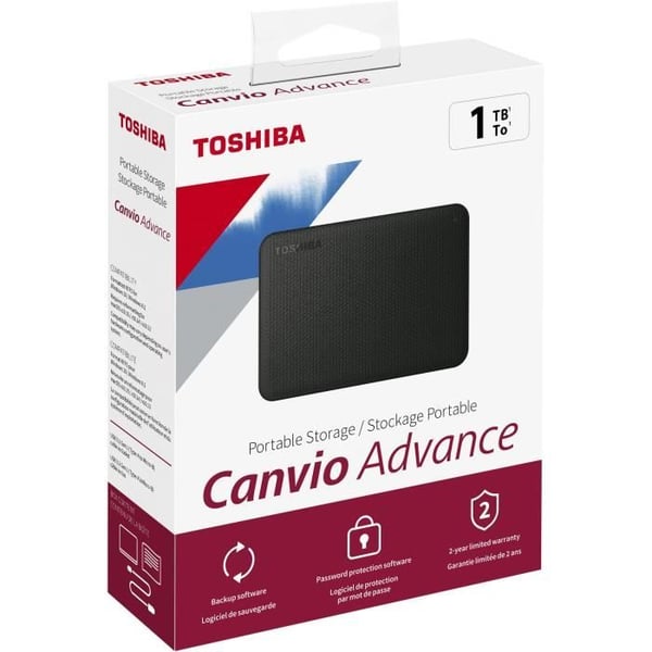 Extern hårddisk - TOSHIBA - Canvio Advance - 1 TB - Svart