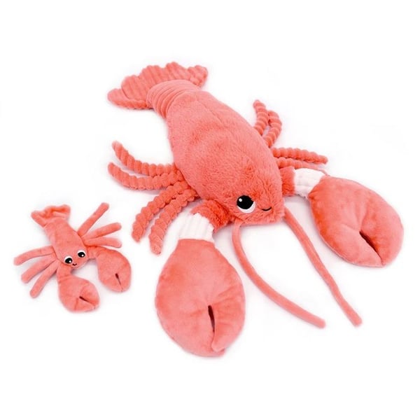 Peluche - Les Déglingos - Iloveyou - Mamma och bebis hummer - 48 cm - Korall