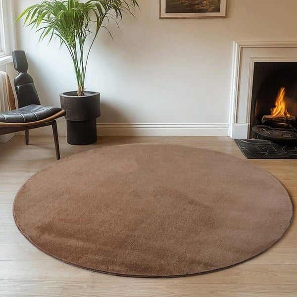 Tvättbar brun matta med korta hår, halkfri och mjuk, modern design för vardagsrum, sovrum, kök (Dimension: