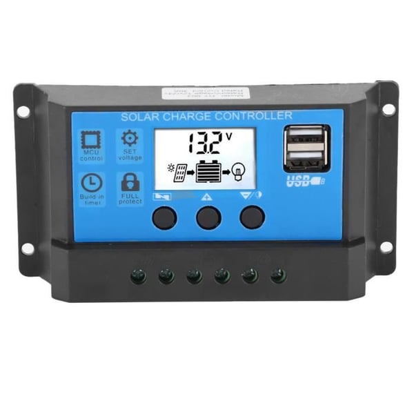 Cuque solcellecontroller 30A Solcelleladekontroller LCD 30 A Automatisk identifikation 12 V 24 V Fuld PWM kontrol