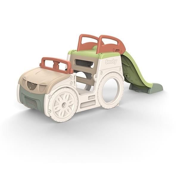SMOBY Life - Äventyrsbil med rutschkana - 3 aktiviteter - Rutschkana, Sandlåda, Förarstation - Återvunnet material - Från 18 månader
