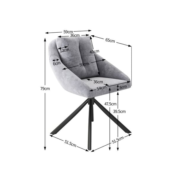 Spisestol - MUVOE - Drejelig - Grå velour - Ergonomisk - Moderne design