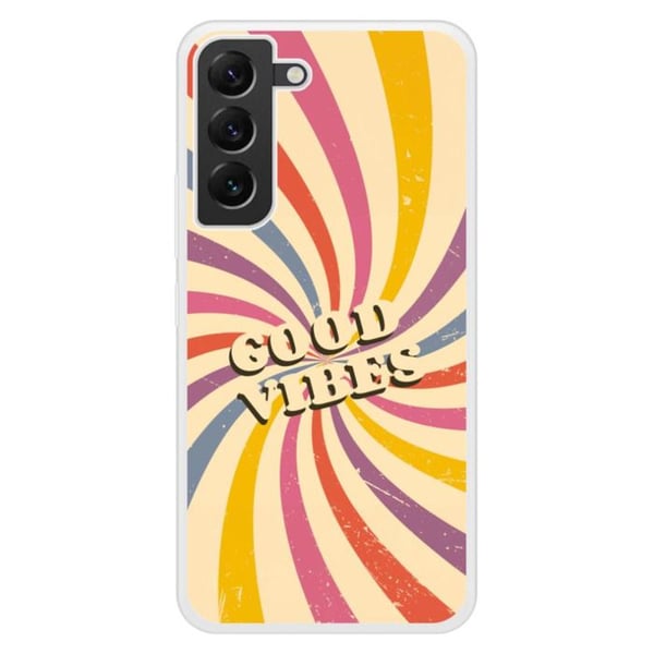 Coque i förstärkt silikon med tryck kompatibel med Samsung Galaxy S22 Plus Good vibes