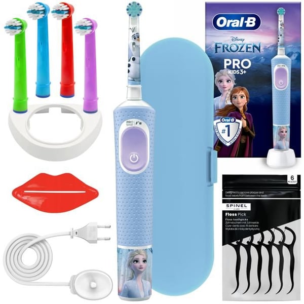Elektrisk tandborste - Oral-B - Vitality Pro D103 Frozen - Barn 3 år och uppåt - 4 borsthuvuden - etui