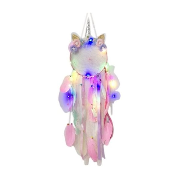 Dream Catcher Unicorn Pink Flower Crown med LED Dream Sensor