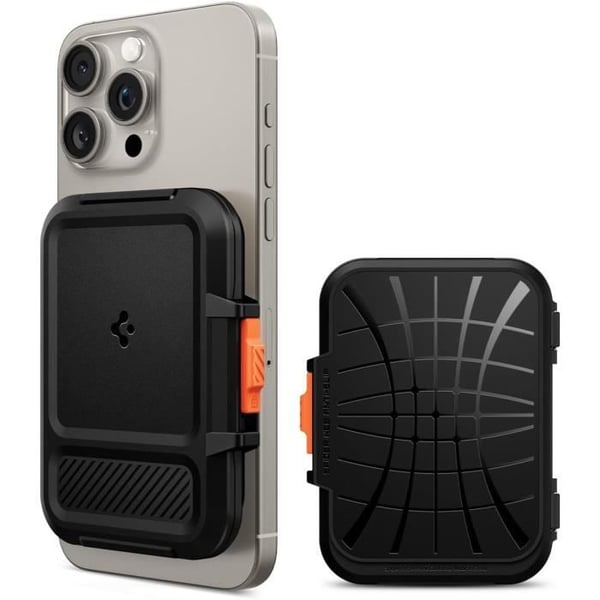 Magnetisk kortholder - SPIGEN - AFA06031 - Kompatibel med iPhone 16/15/14/13/12 - Sort - Robust konstruktion